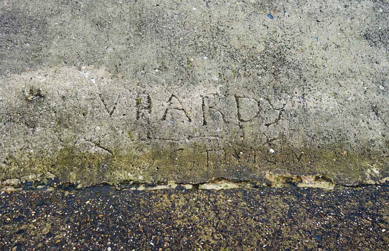 Wet cement signature on Walcott sea defences Norfolk 