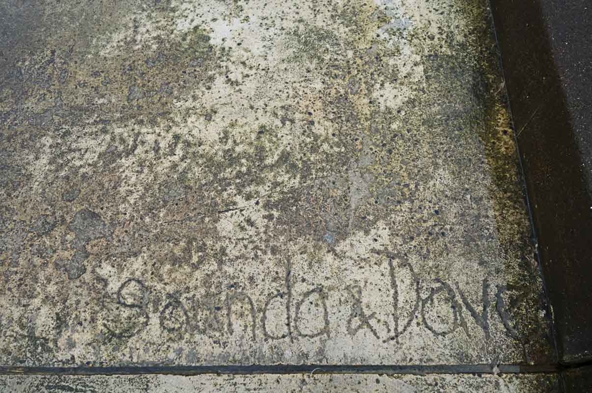 Wet cement signature on Walcott sea defences Norfolk 